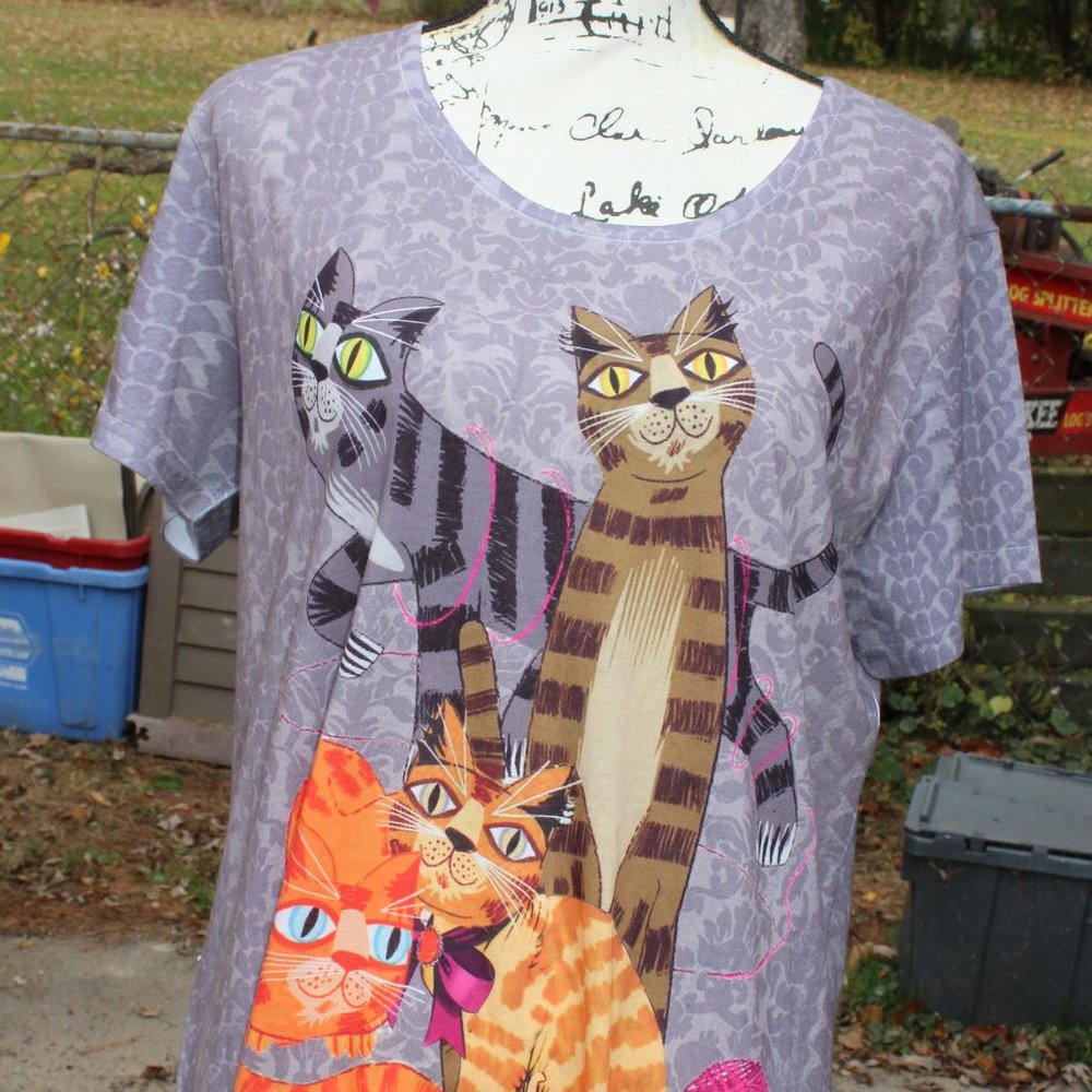 Cat Lovers Women's Short Sleeve T-Shirt - Gray / XXL